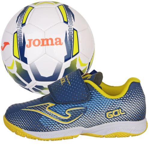 JOMA GOL FUTBOL SALA NIÑO JR 2603 AZUL Y AMARILLA ( BALÓN DE REGALO) 1